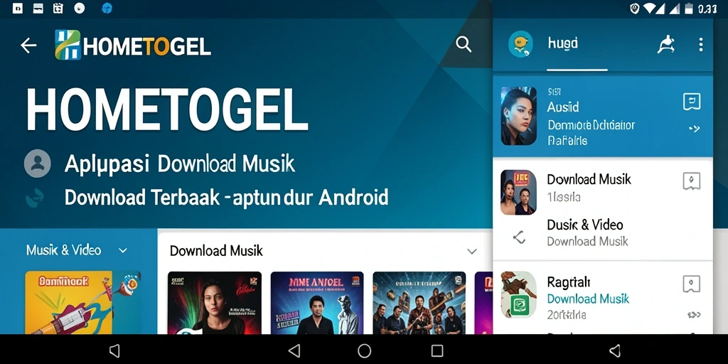Tampilan antarmuka HOMETOGEL yang intuitif untuk Download Musik.