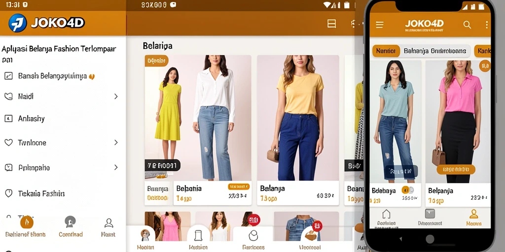 Antarmuka aplikasi JOKO4D yang menarik untuk berbelanja fashion.