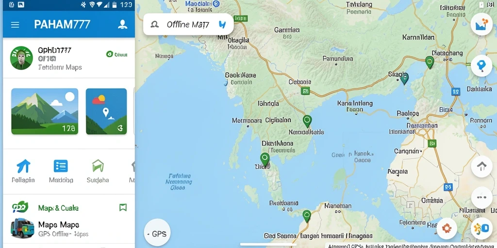 Tampilan antarmuka aplikasi PAHAM777 dengan fitur GPS Offline Maps.