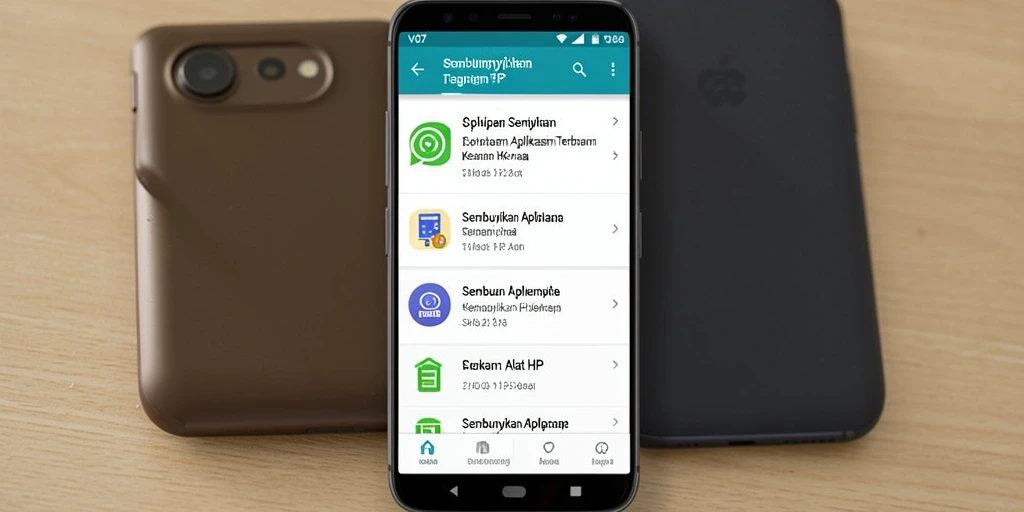 Antarmuka aplikasi V07 untuk menyembunyikan aplikasi dengan fitur keamanan.