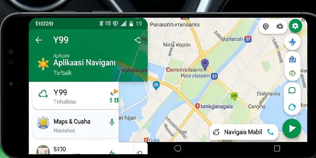 Tampilan antarmuka Y89 yang simpel dan fungsional untuk navigasi mobil.